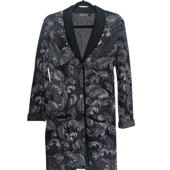 Peruvian Connection Women's Medium Intarsia Cardigan Sweater Longline Pima - Picture 1 of 6